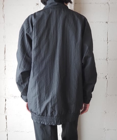 Made in USA Stand Collar Nylon Snap Button Jacket BK