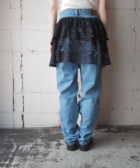 Multi Way Overdyed Lace Apron BK