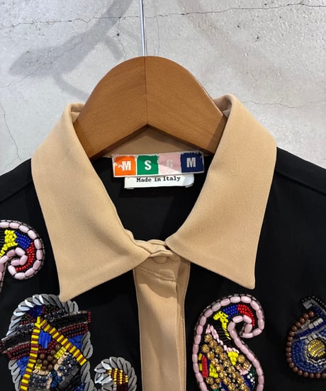 MSGM Beads Embroidery Western Shirt BEBK