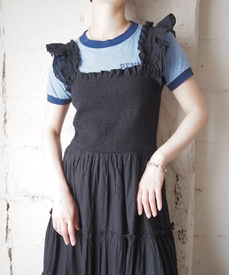Shirring Bodies Tiered Dress BK
