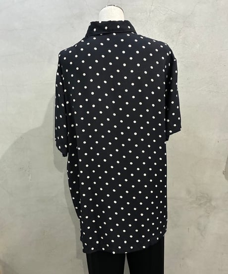 Polka Dot Short Sleeve Rayon Shirt BK WH