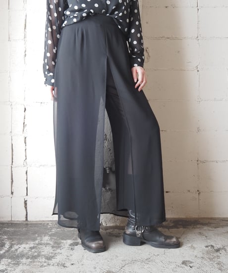 Sheer Layered Wide Pants BK