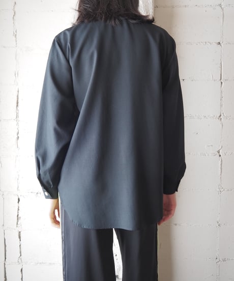 Silk Wool Blend Long Sleeve Shirt BK