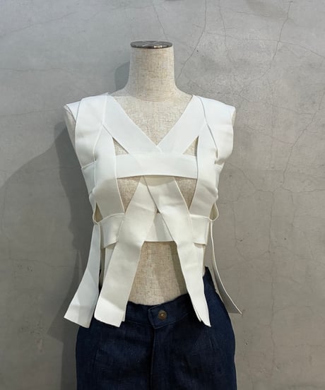 Woven Band Design Top WH