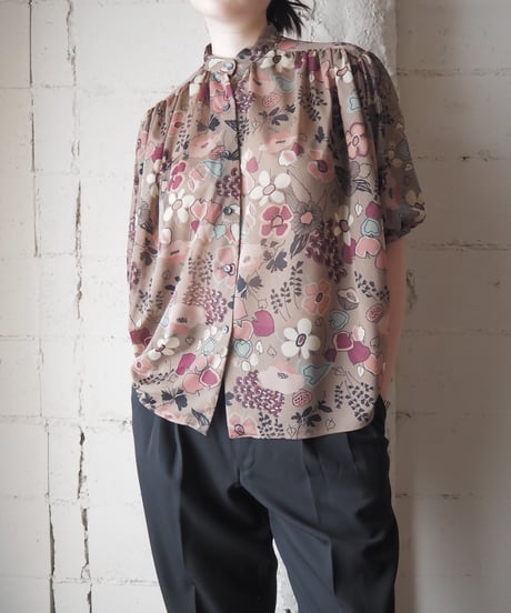 Dolman Sleeve Flower Pattern Blouse BR