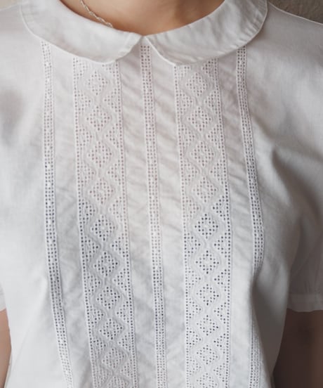 agnes b. (Made in France) Front Lace Cotton Blouse WH