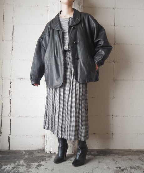 Round Collar Leather Jacket BK
