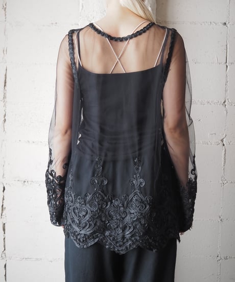Tulle Embroidered Blouse BK