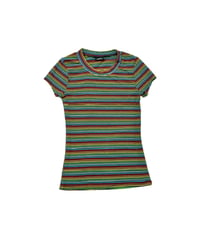 s/s Rainbow Border Rib Tops BK RE BL