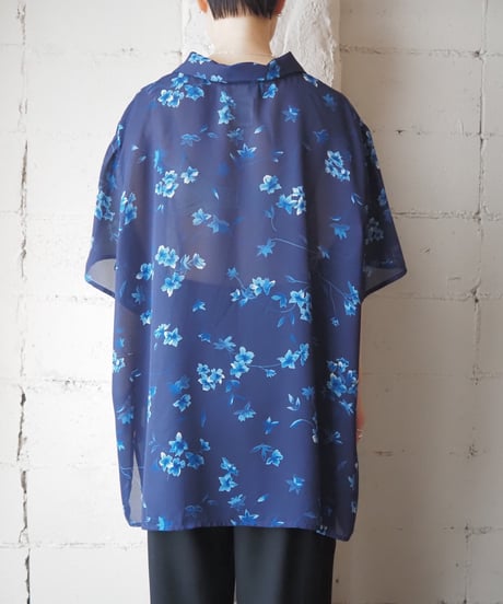 Floral Pattern S/S Sheer Shirt BL