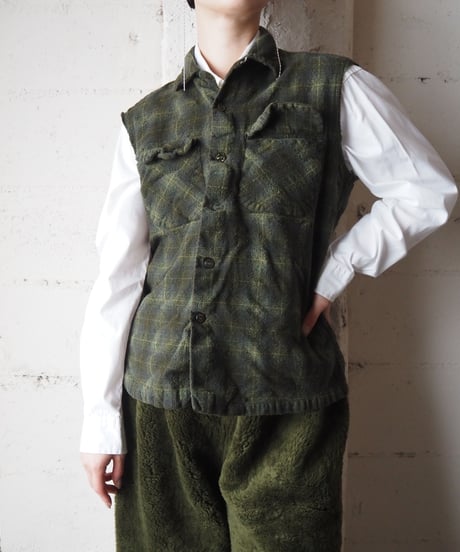 1950's PENDLETON Cutoff Sleeve Plaid Vest KA
