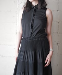 Peter Pan Collar Sleeveless Shirt BK