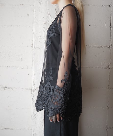 Tulle Embroidered Blouse BK