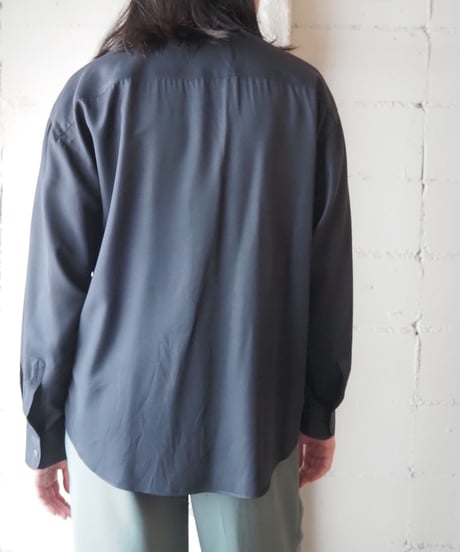 pavo by Lastrada Band Collar Rayon Shirt BK