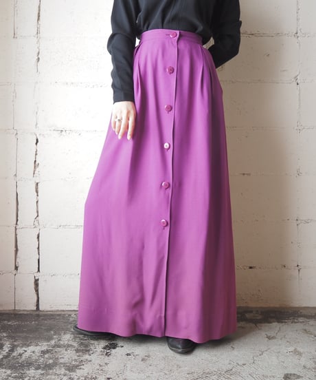 1970's SAINT LAURENT Front Button Long Skirt PUR