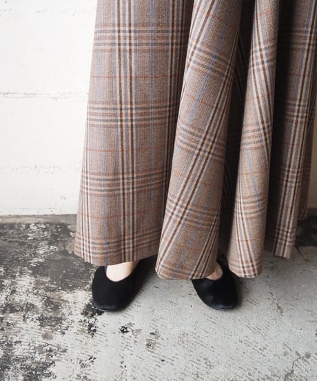 Plaid Flared Long Skirt BR