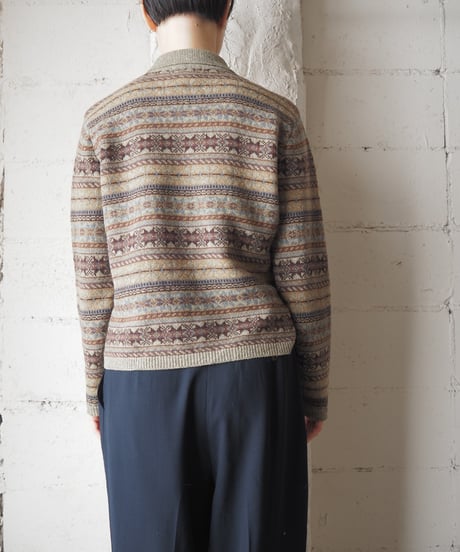 LAUREN RALPH LAUREN PETITE Nordic Pattern Knit Cardigan BR BE BL