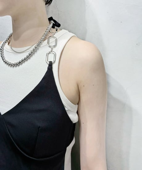 Metal Ring Halter Neck Top BK SV