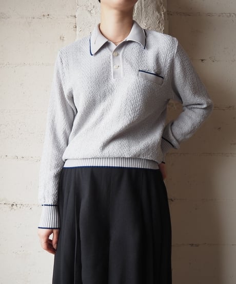 1970's Navy Line Polo Knit GRNV