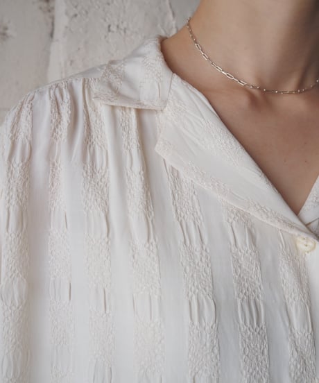 1960-70's Embroidery Open Collar Shirt IV
