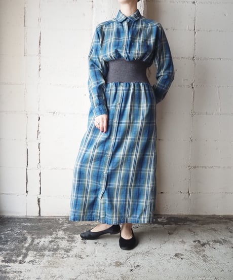 Remake L.L.Bean Plaid Docking Dress BL GR