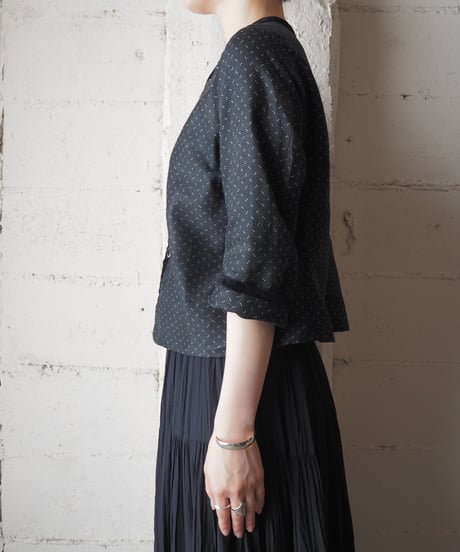 1930-40's Euro Patterned Collarless Jacket BKWH