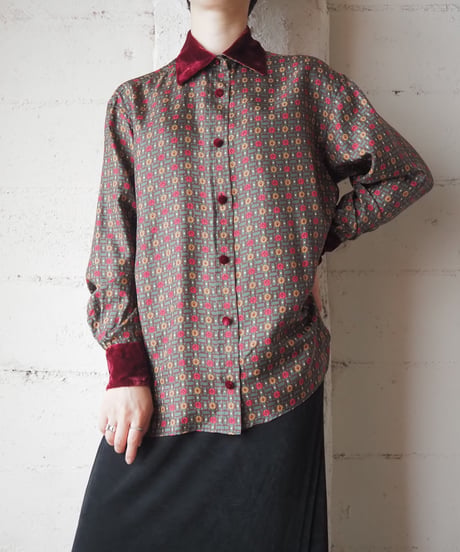 1990's LOEWE Velvet Switching Pattern Shirt GNBUR