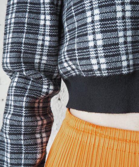 PRIMARK Check Cropped Knit BK WH