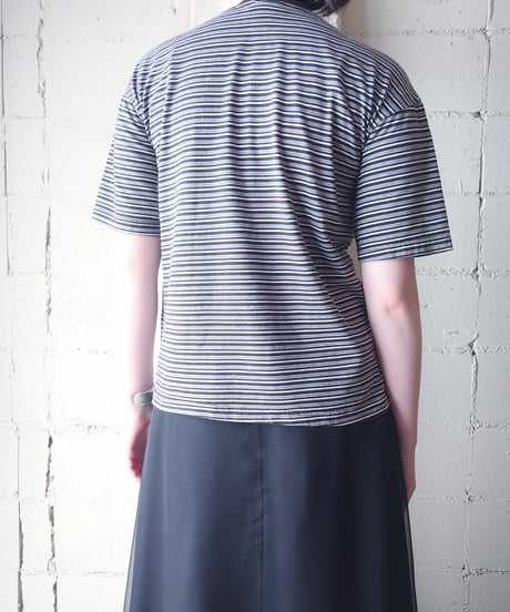 Multi Striped Crew Neck T-Shirt BK WH