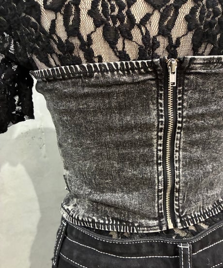 Belted Design Denim Bustier GR