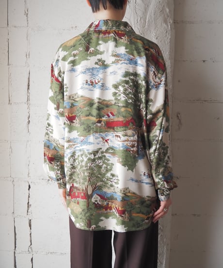 Liz Wear Village Print Rayon Shirt IVKARE