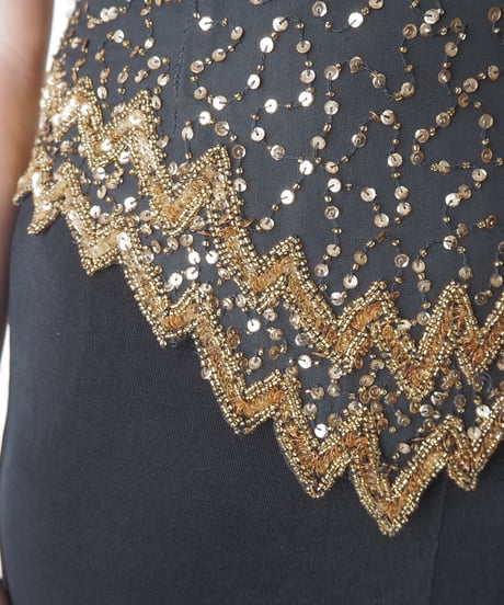 American Sleeve Sequin Vest BK GD