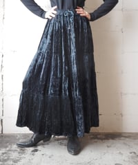 Crushed Velour Tiered Easy Skirt BK