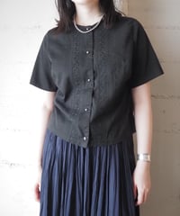 1960's Euro Overdyed Embroidered Cutwork Blouse BK