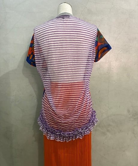 tricot COMME des GARÇONS Geometric Pattern Sheer Tee OR BL PUR