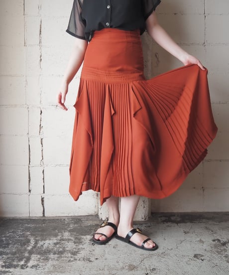1980's Italy 3D Gusset Pleated Skirt OR