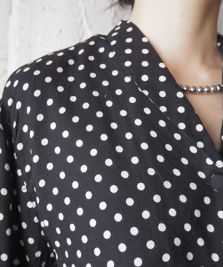 Polka Dot Small Collar Blouse BKWH