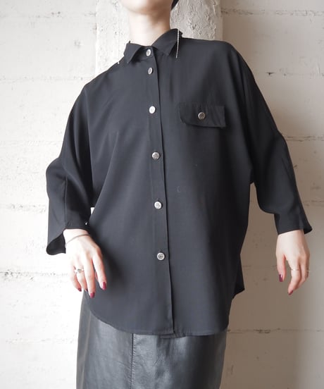 1980's Made in France Rayon Dolman Sleeve Shirt BK