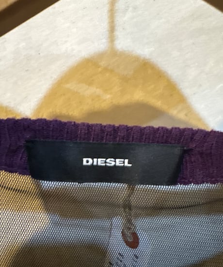 DIESEL Mesh Switching Knit Tops PURBK
