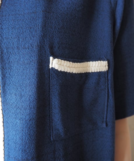 1960-70's White Piping Open Front Cardigan BL