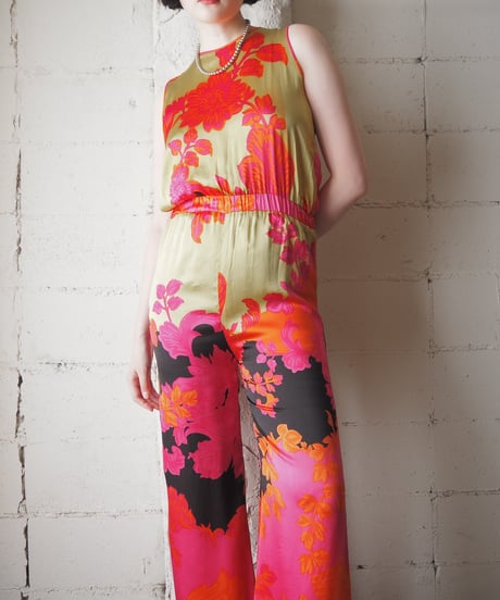 Botanical Print Sleeveless Jumpsuit YE OR BK PI