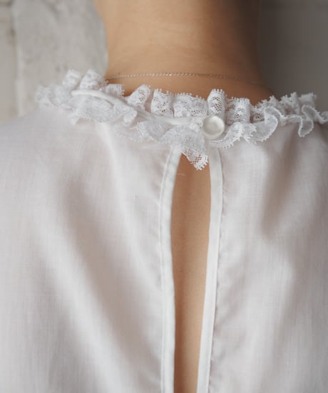 1970's Pin Tuck,Lace Sleeveless Long Dress WH