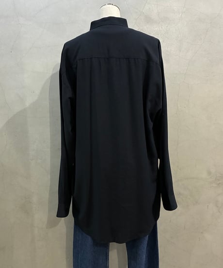 Band Collar Fly Front Rayon Mix Shirt DNV