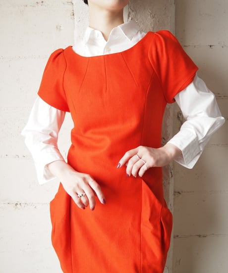 miumiu Short Sleeve Wool Dress OR
