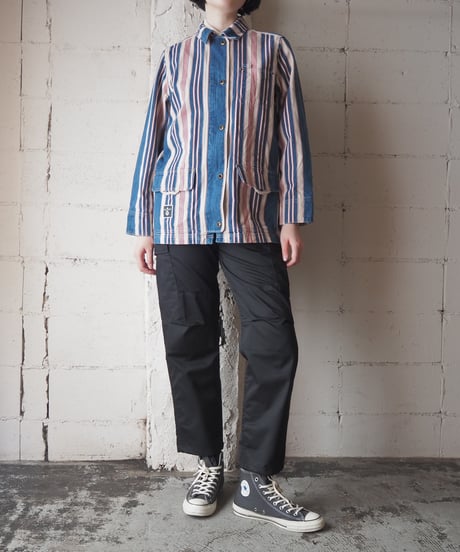 LAUREN JEANS CO. Multi Stripe Denim Coverall Jacket BLIVRE