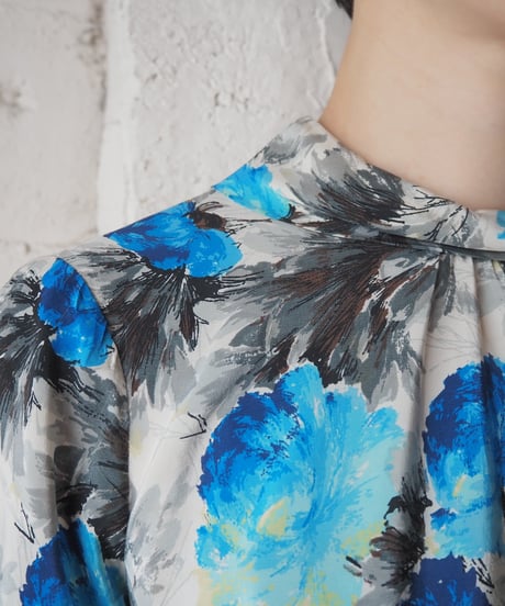 S/S Back Zip Flower Pattern Dress WHBL