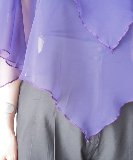 Sheer Tiered Cape Blouse PUR