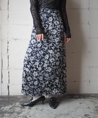 Made in USA Flower Pattern Satin Skirt BK GR