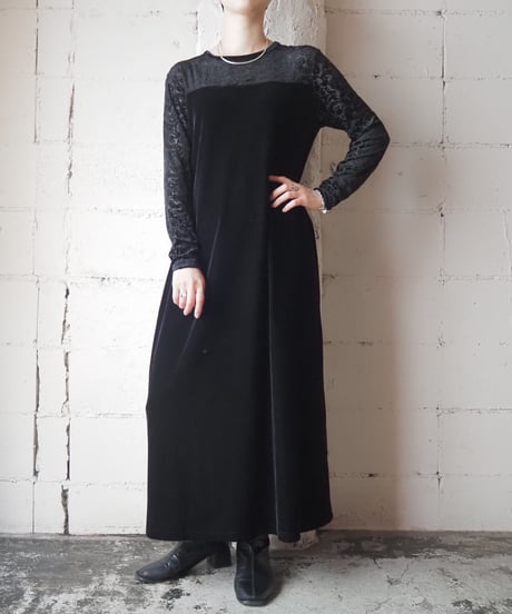 Opal Velour Long Sleeve Dress BK