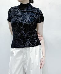 Opal Velour s/s Mock Neck Tops BK